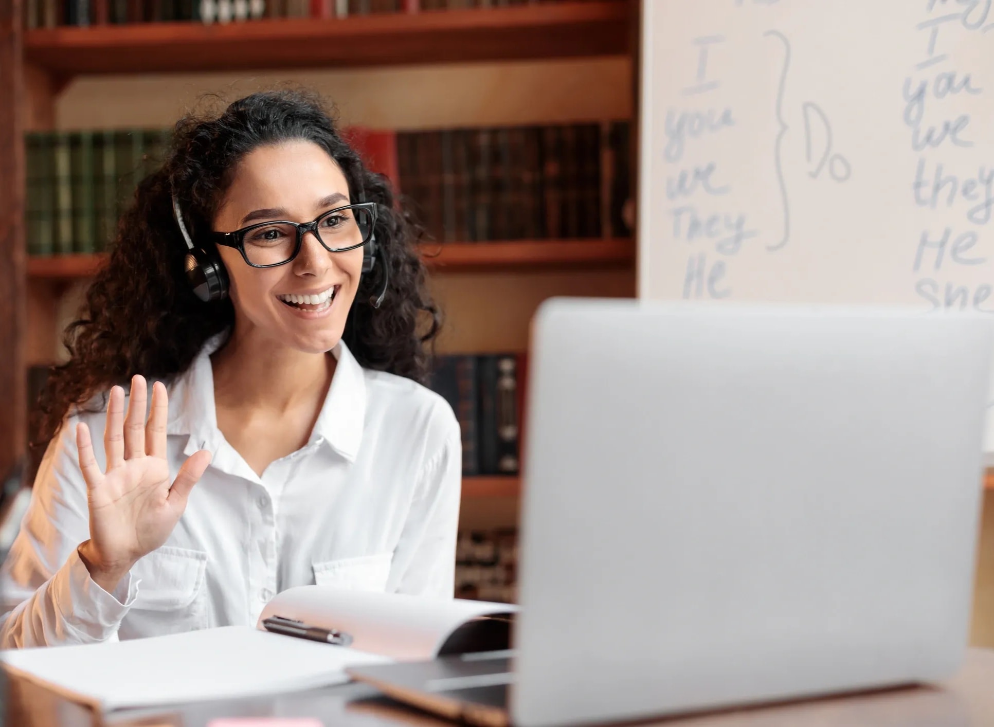 Online tutoring session via video call
